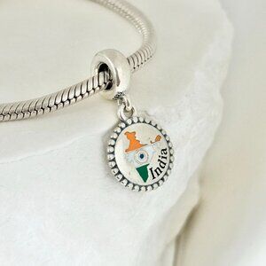 Pandora India Map Dangle S925 Silver Charm